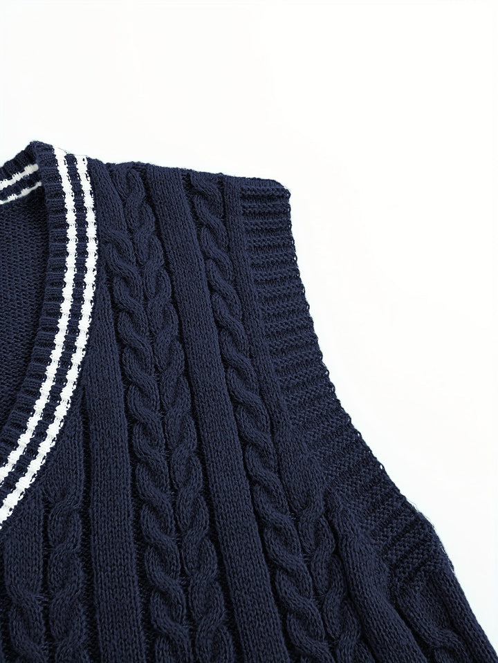 Gideon | Dame Kabelstrikket Vest med V-hals