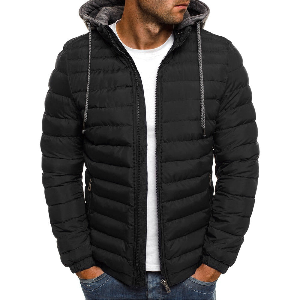 Herren nan gesteppte Kapuzenjacke mit wattierter Thermoisolierung und weichem Fleecefutter R&B
