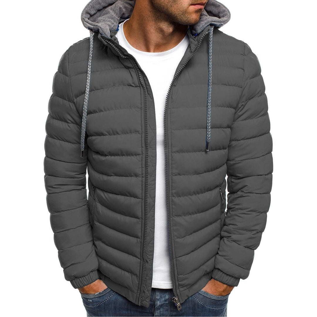 Herren nan gesteppte Kapuzenjacke mit wattierter Thermoisolierung und weichem Fleecefutter R&B