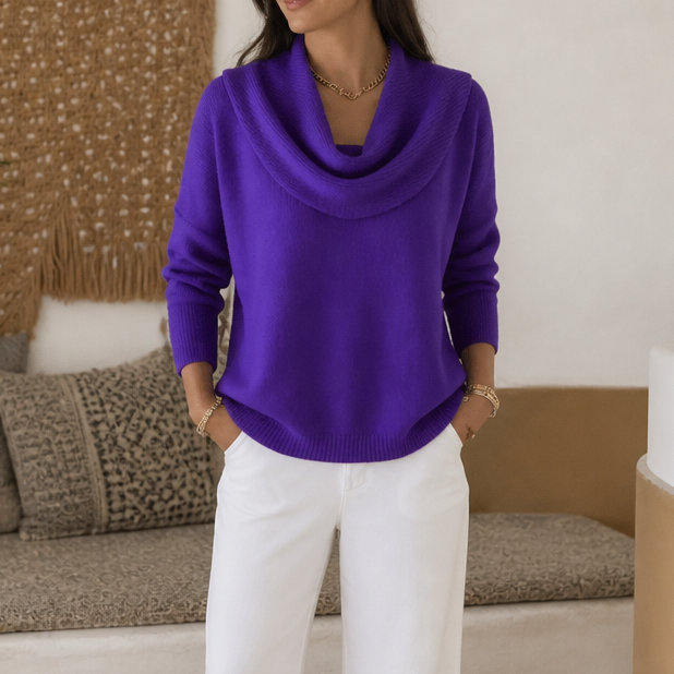 Isabelle | Eleganter und Femininer Strickpullover mit Drapiertem Ausschnitt