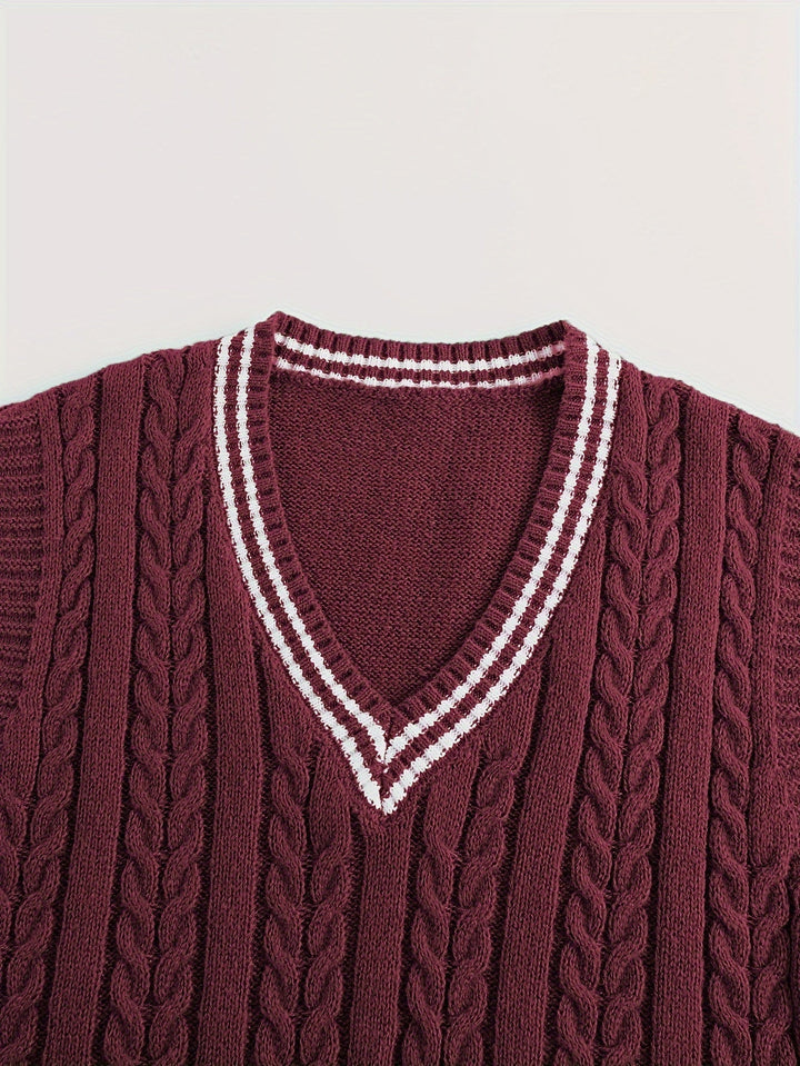 Gideon | Dame Kabelstrikket Vest med V-hals