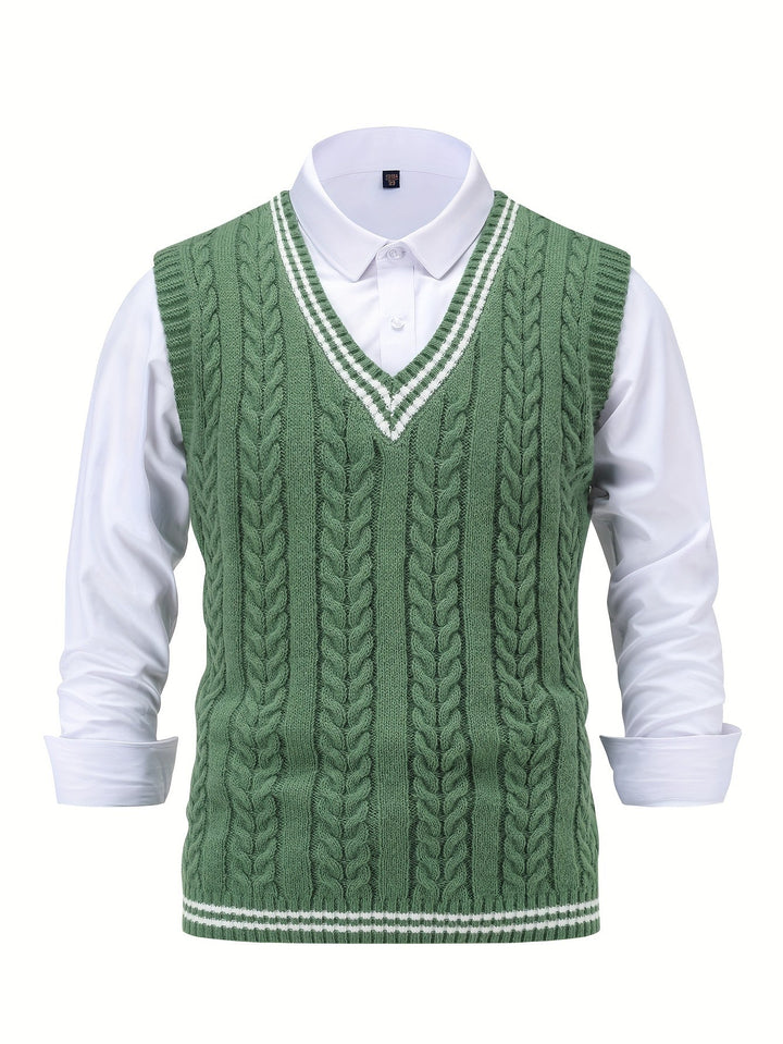 Gideon | Dame Kabelstrikket Vest med V-hals