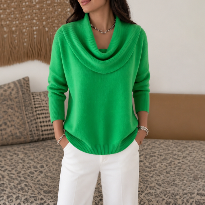 Isabelle | Eleganter und Femininer Strickpullover mit Drapiertem Ausschnitt