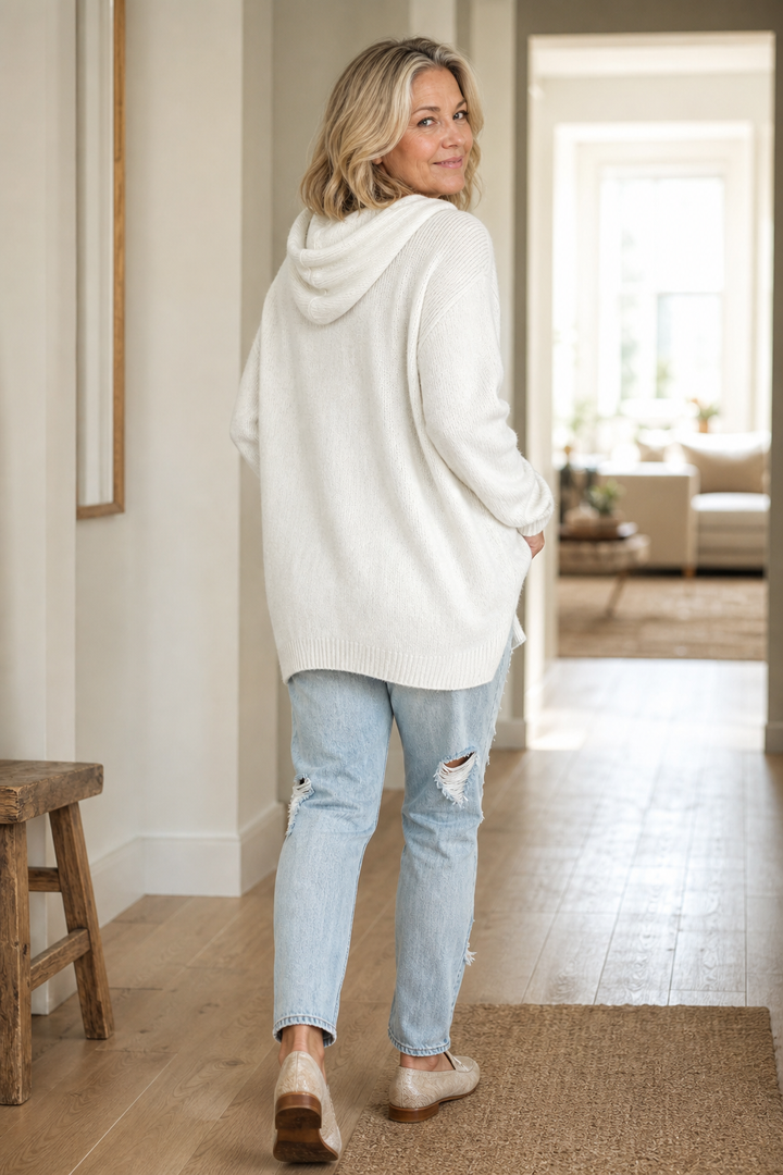 Alina | Moderner und Lässiger Oversize Strickpullover mit Kapuze