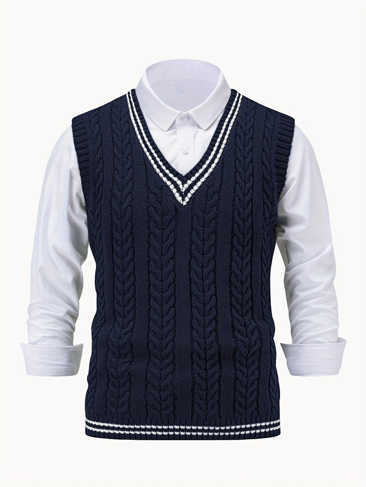 Gideon | Dame Kabelstrikket Vest med V-hals