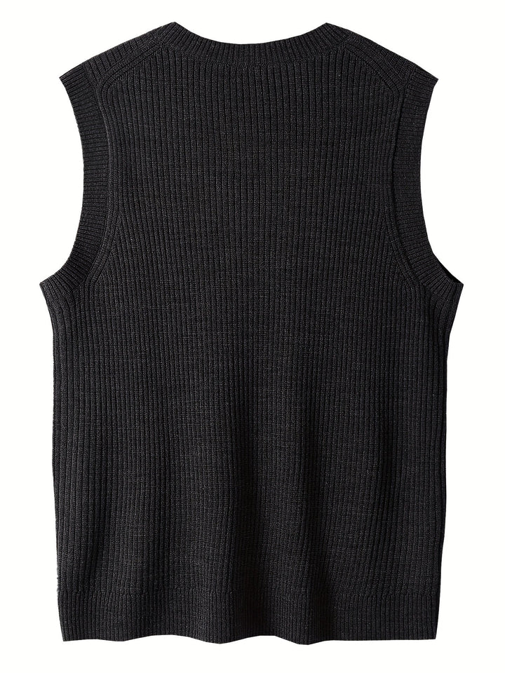 Ellis | Dame Ribstrikket Vest med V-hals