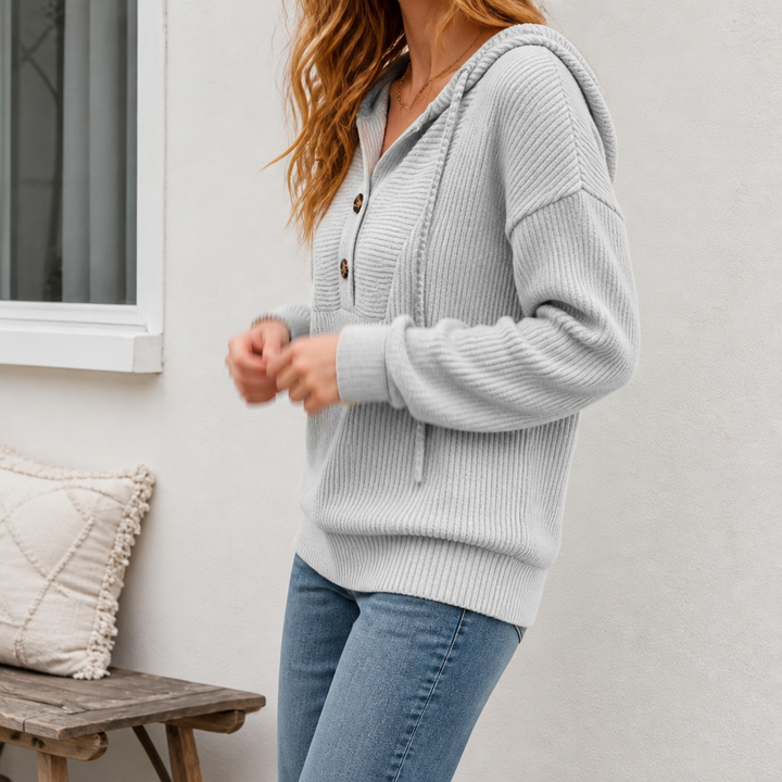 Sofia | Bequemer und Vielseitiger Strickpullover mit Kapuze