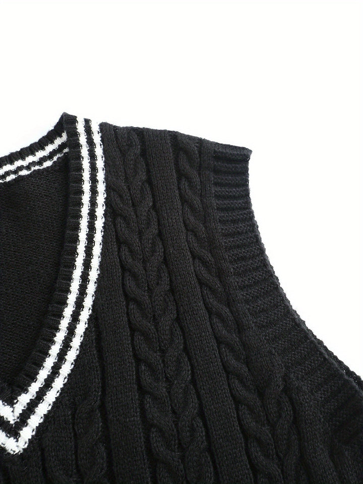 Gideon | Dame Kabelstrikket Vest med V-hals