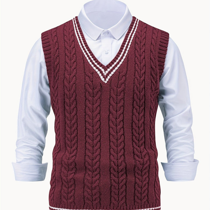 Gideon | Dame Kabelstrikket Vest med V-hals