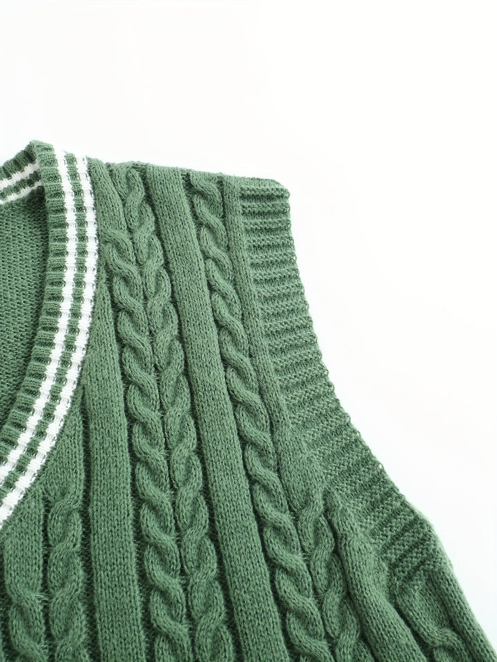 Gideon | Dame Kabelstrikket Vest med V-hals