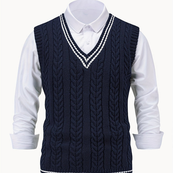 Gideon | Dame Kabelstrikket Vest med V-hals