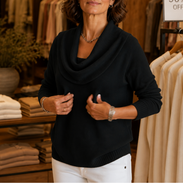 Isabelle | Eleganter und Femininer Strickpullover mit Drapiertem Ausschnitt