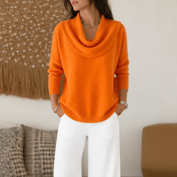 Isabelle | Eleganter und Femininer Strickpullover mit Drapiertem Ausschnitt