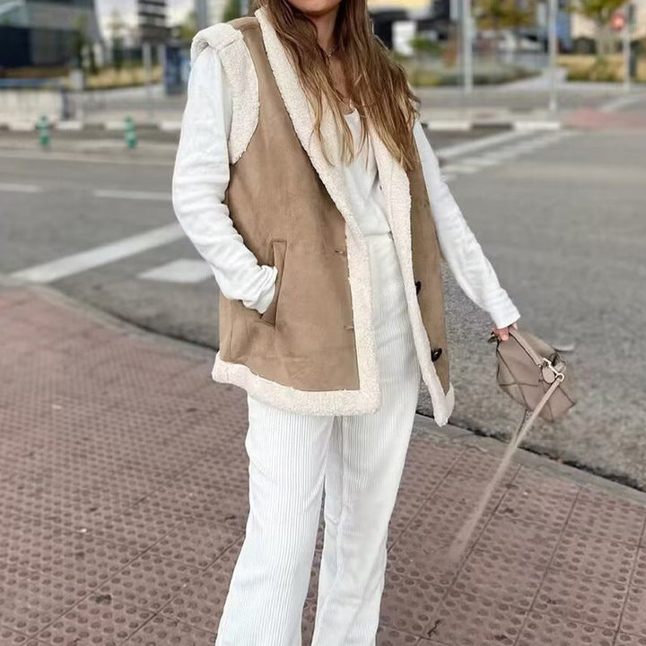 Amelie | Dame Fake Fur Vest med Sjalskrave