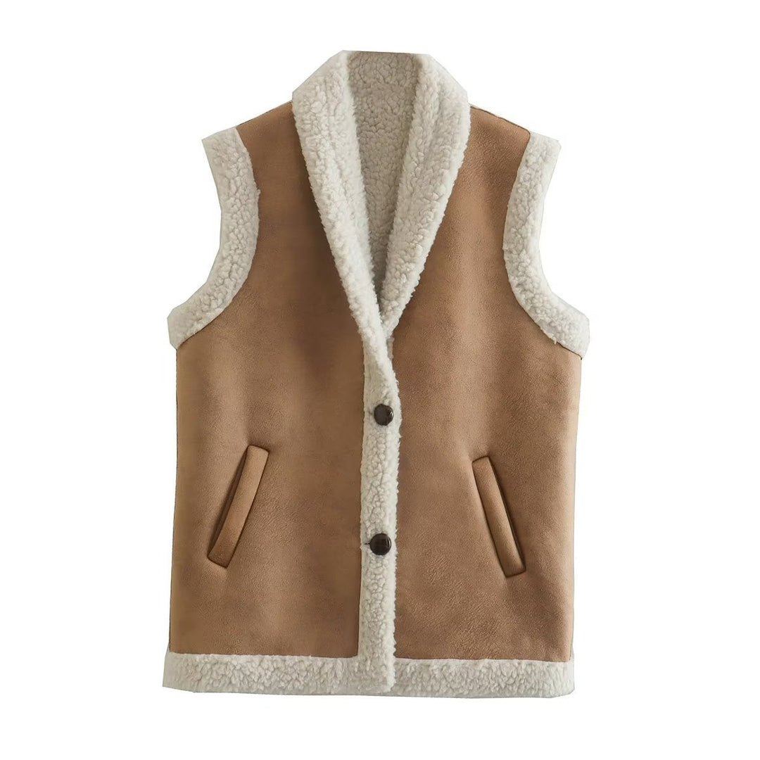 Amelie | Dame Fake Fur Vest med Sjalskrave
