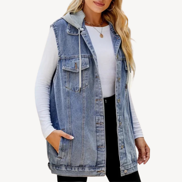 Sandra | Dame Denimvest med Hætte