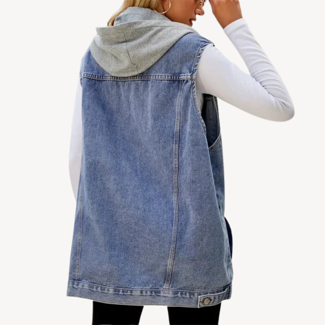 Sandra | Dame Denimvest med Hætte