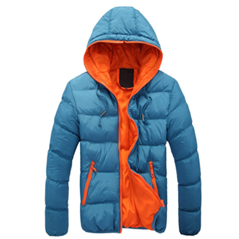 Herren nan gesteppte Kapuzen-Steppjacke mit kontrastierendem Fleecefutter und seitlichen Reißverschlusstaschen R&B
