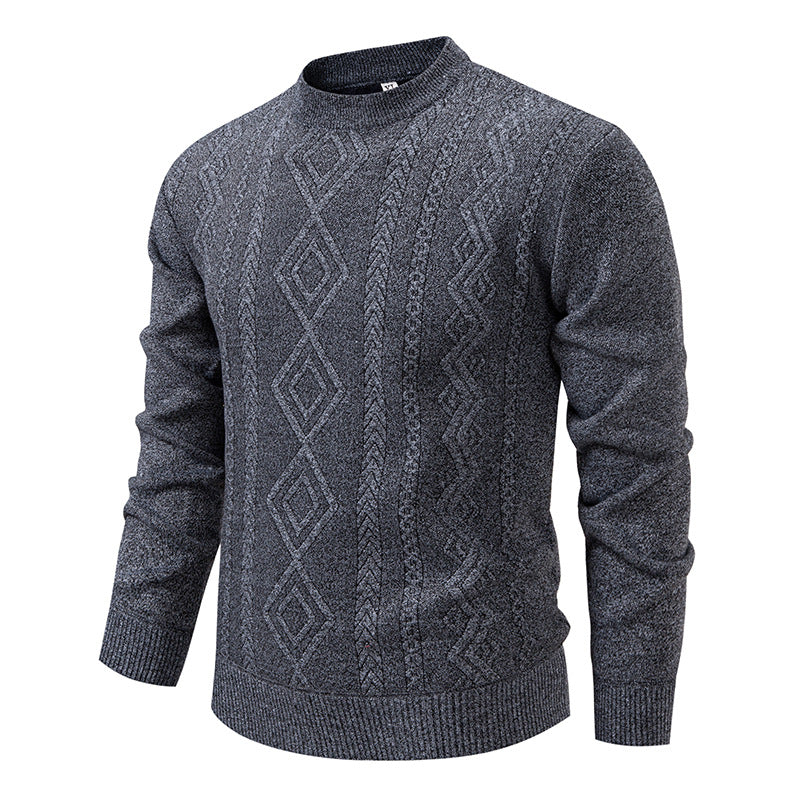 Herren nan gestrickter Rundhalspullover mit Rautenmuster und feinem Strukturstrick R&B