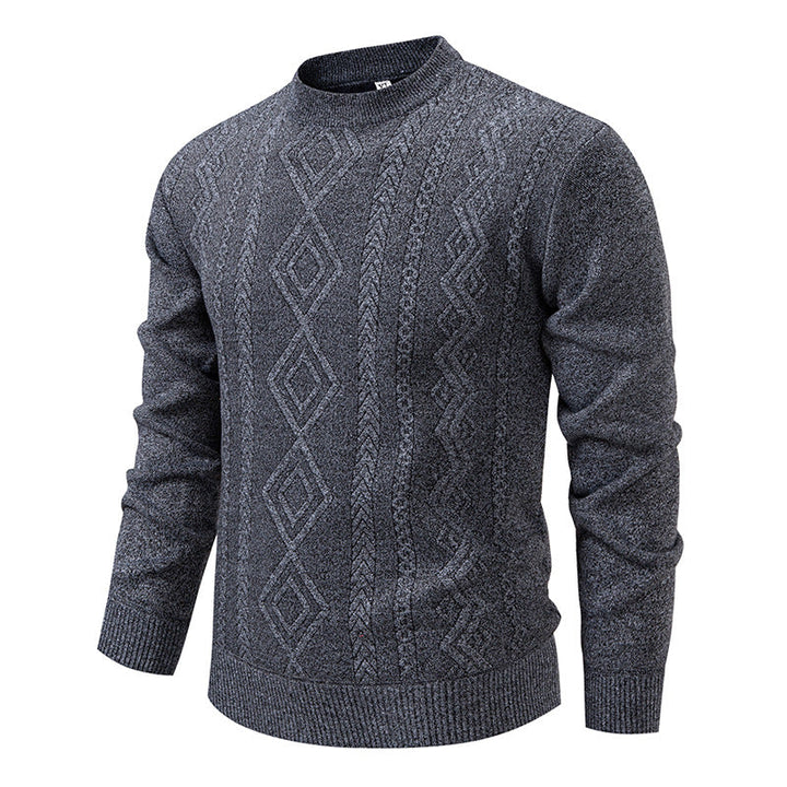 Herren nan gestrickter Rundhalspullover mit Rautenmuster und feinem Strukturstrick R&B