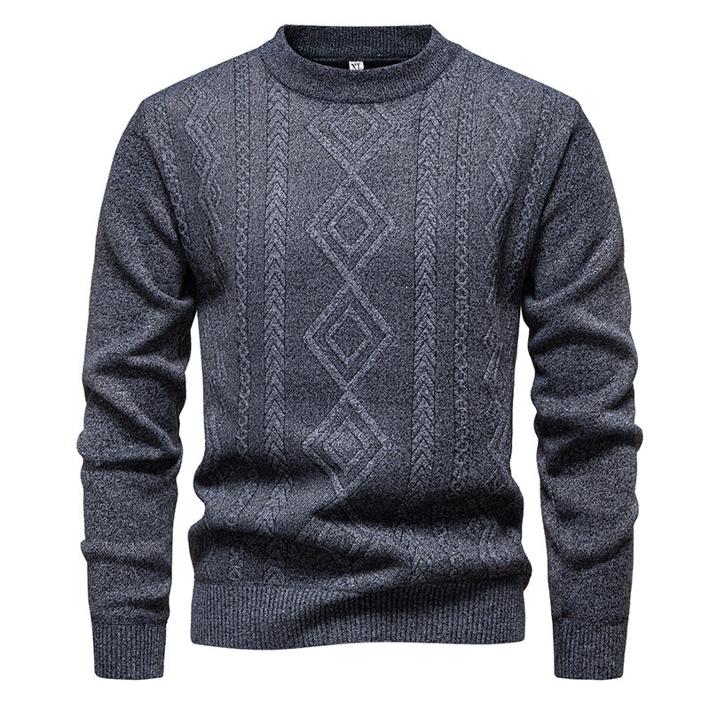 Herren nan gestrickter Rundhalspullover mit Rautenmuster und feinem Strukturstrick R&B