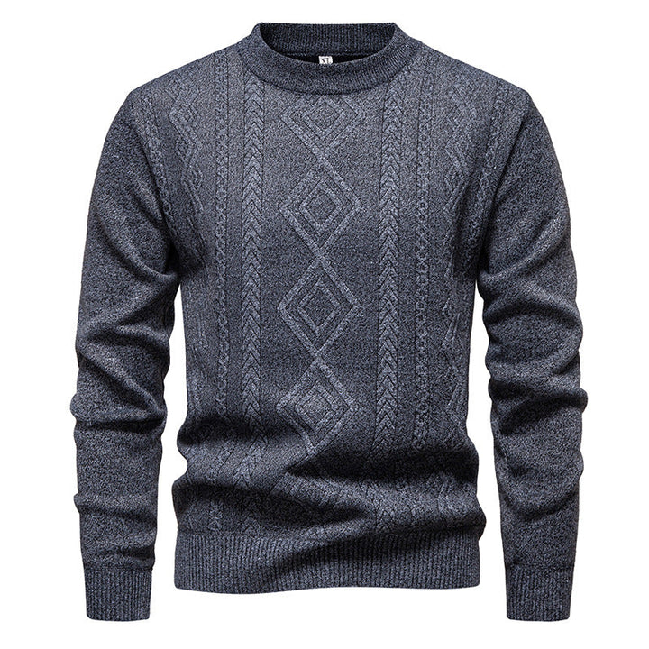 Herren nan gestrickter Rundhalspullover mit Rautenmuster und feinem Strukturstrick R&B