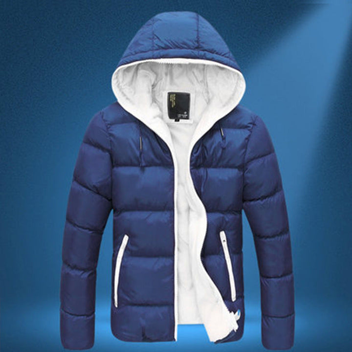 Herren nan gesteppte Kapuzen-Steppjacke mit kontrastierendem Fleecefutter und seitlichen Reißverschlusstaschen R&B