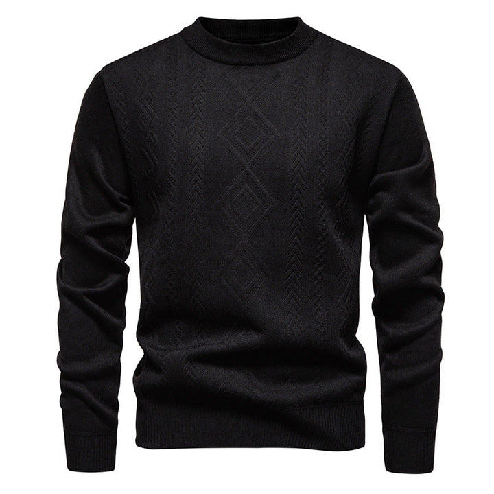 Herren nan gestrickter Rundhalspullover mit Rautenmuster und feinem Strukturstrick R&B