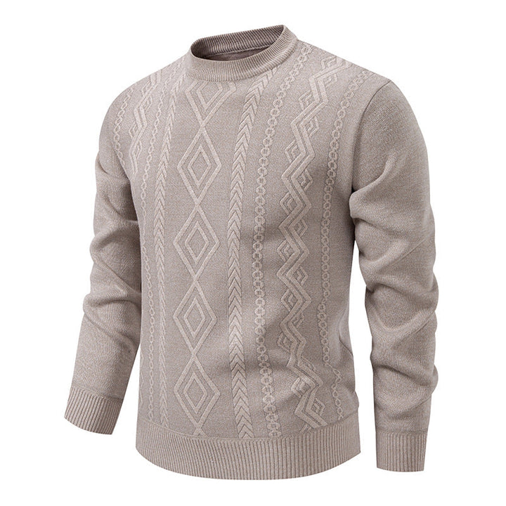Herren nan gestrickter Rundhalspullover mit Rautenmuster und feinem Strukturstrick R&B