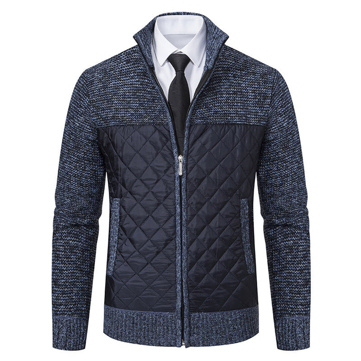 Herren nan gesteppte Hybrid-Strickjacke mit diamantsteppung, Stehkragen, isolierendem Thermofutter und Reißverschluss R&B