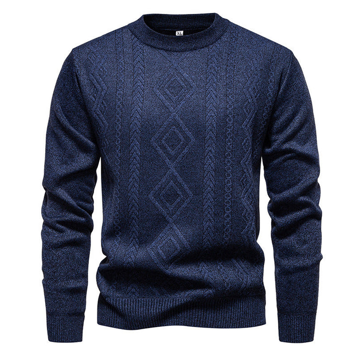Herren nan gestrickter Rundhalspullover mit Rautenmuster und feinem Strukturstrick R&B