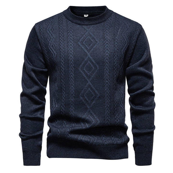 Herren nan gestrickter Rundhalspullover mit Rautenmuster und feinem Strukturstrick R&B