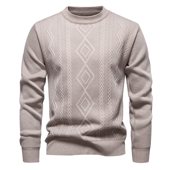 Herren nan gestrickter Rundhalspullover mit Rautenmuster und feinem Strukturstrick R&B