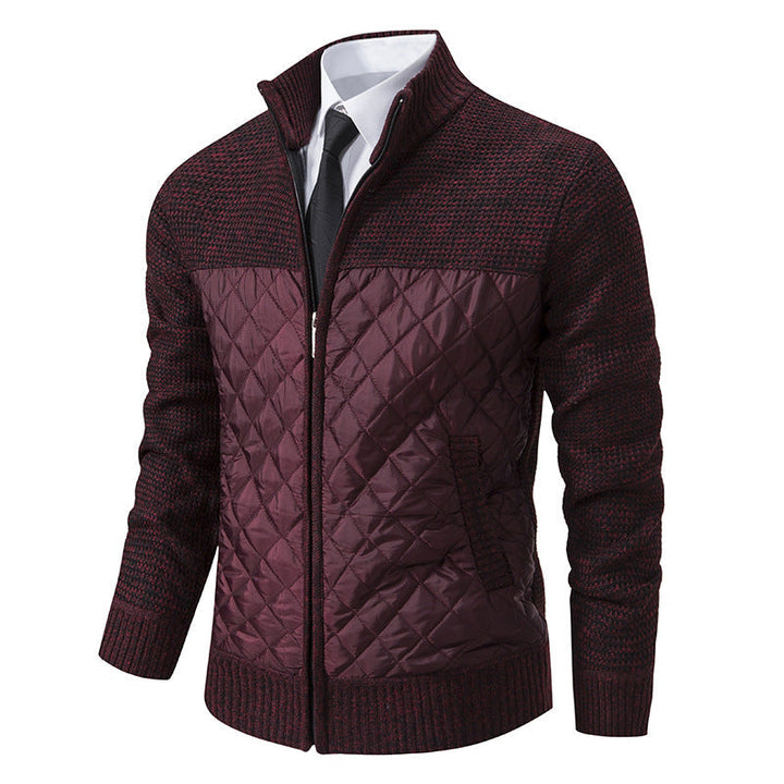 Herren nan gesteppte Hybrid-Strickjacke mit diamantsteppung, Stehkragen, isolierendem Thermofutter und Reißverschluss R&B