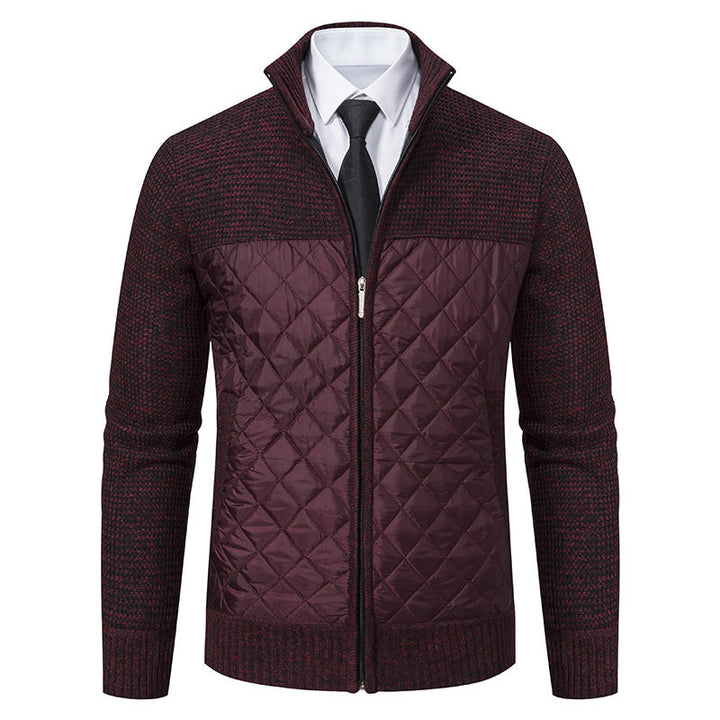 Herren nan gesteppte Hybrid-Strickjacke mit diamantsteppung, Stehkragen, isolierendem Thermofutter und Reißverschluss R&B