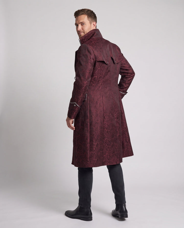 Men's elegant Gothic coat with elaborate embellishments and high collar Mune Fashion