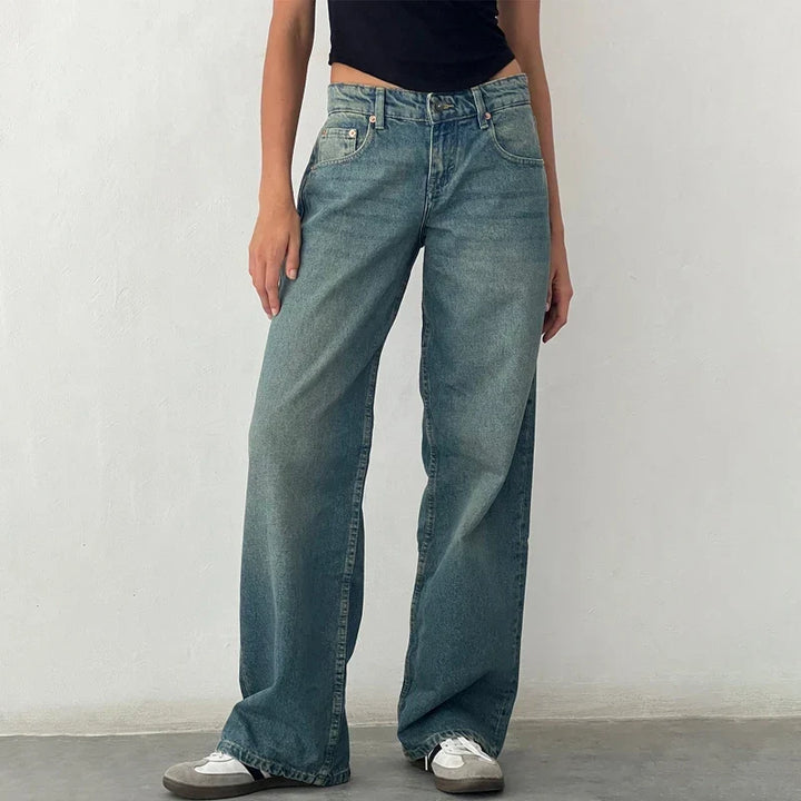 Virella | Dame Jeans med Lav Talje og Vide Ben
