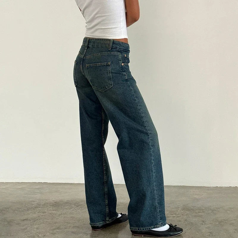 Virella | Dame Jeans med Lav Talje og Vide Ben