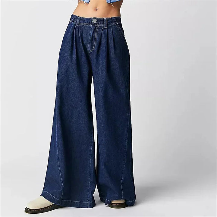Rovina | Dame Højtaljede Jeans med Vide Ben og Læg