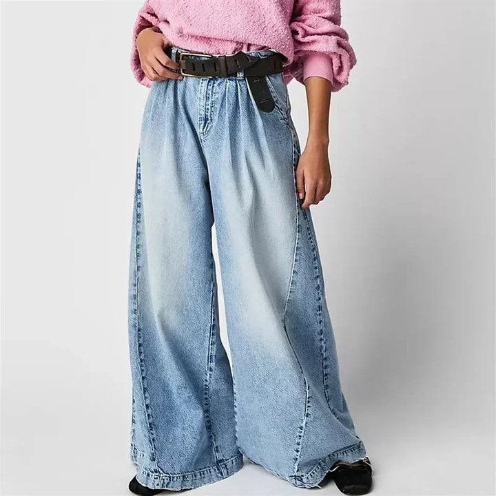 Rovina | Dame Højtaljede Jeans med Vide Ben og Læg