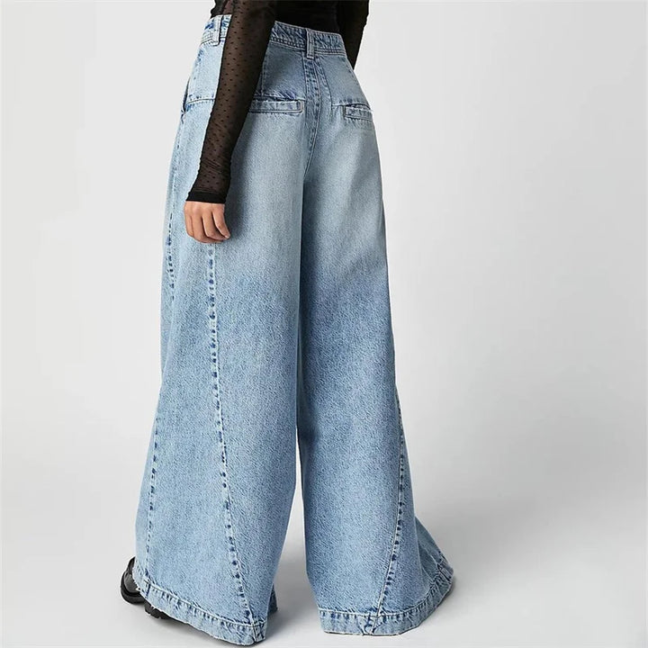 Rovina | Dame Højtaljede Jeans med Vide Ben og Læg