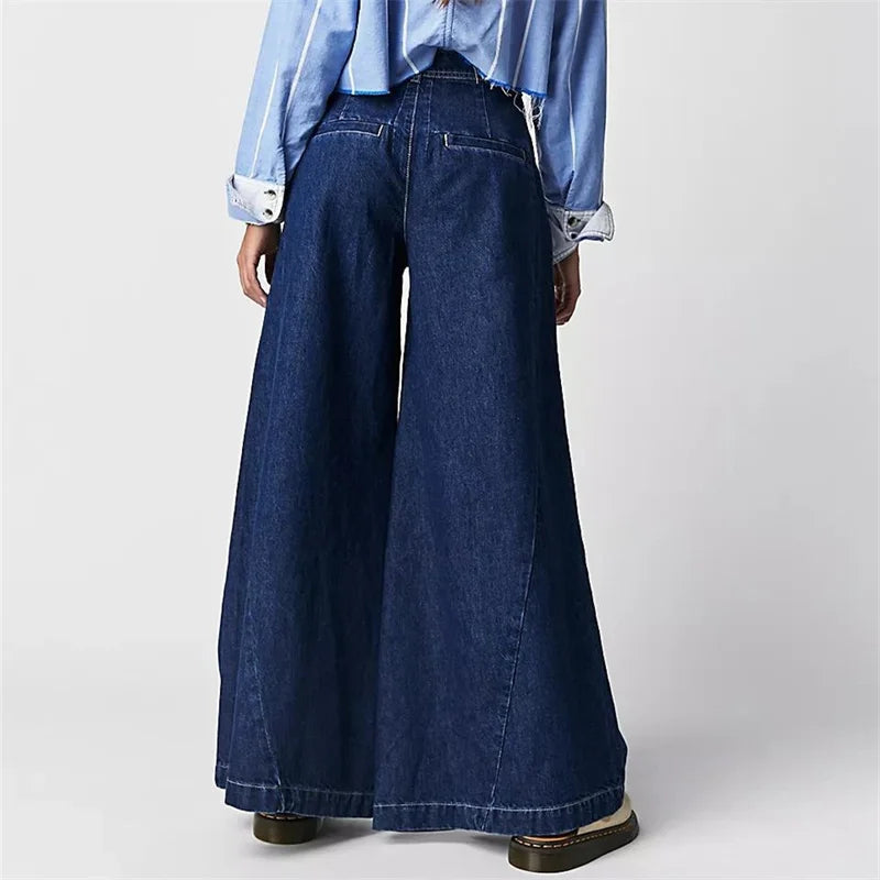 Rovina | Dame Højtaljede Jeans med Vide Ben og Læg