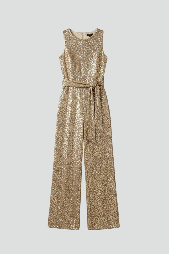 Margaret | Dame Ærmeløs Pailletjumpsuit med Lige Ben