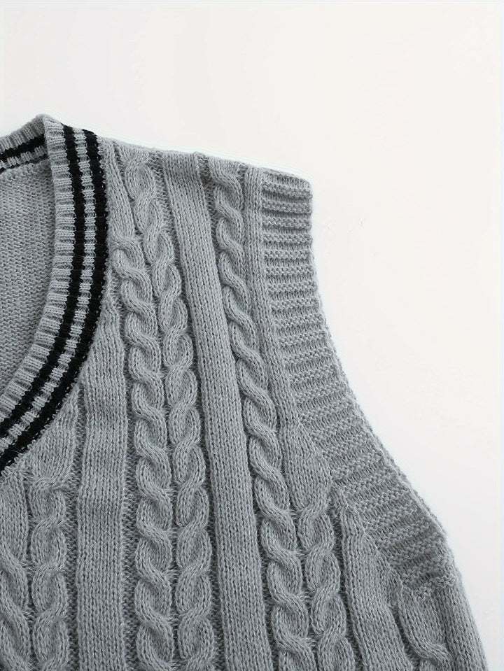 Gideon | Dame Kabelstrikket Vest med V-hals