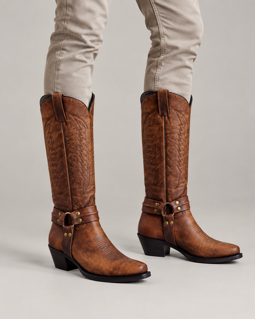Arthur knæhøje western cowboy støvler – Cognac Brown