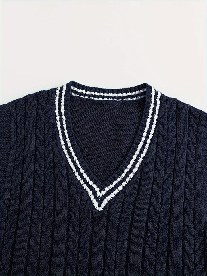 Gideon | Dame Kabelstrikket Vest med V-hals