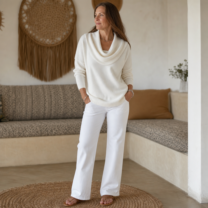 Isabelle | Eleganter und Femininer Strickpullover mit Drapiertem Ausschnitt