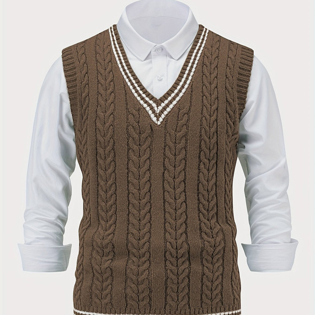 Gideon | Dame Kabelstrikket Vest med V-hals