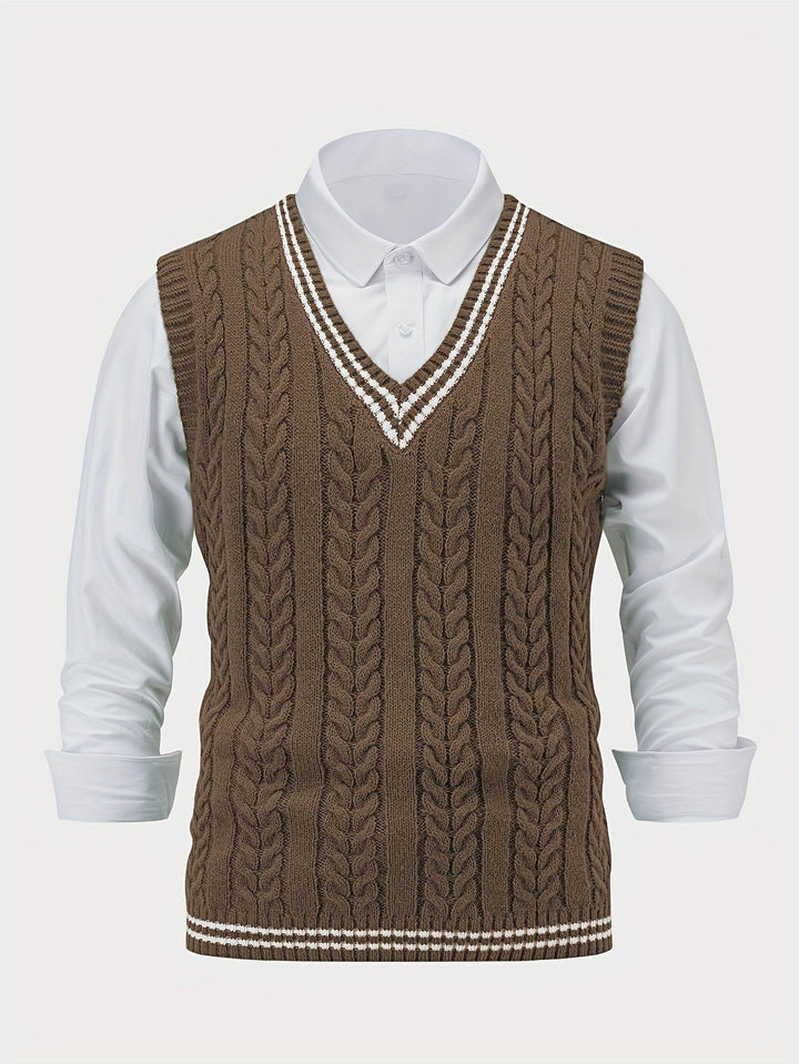 Gideon | Dame Kabelstrikket Vest med V-hals