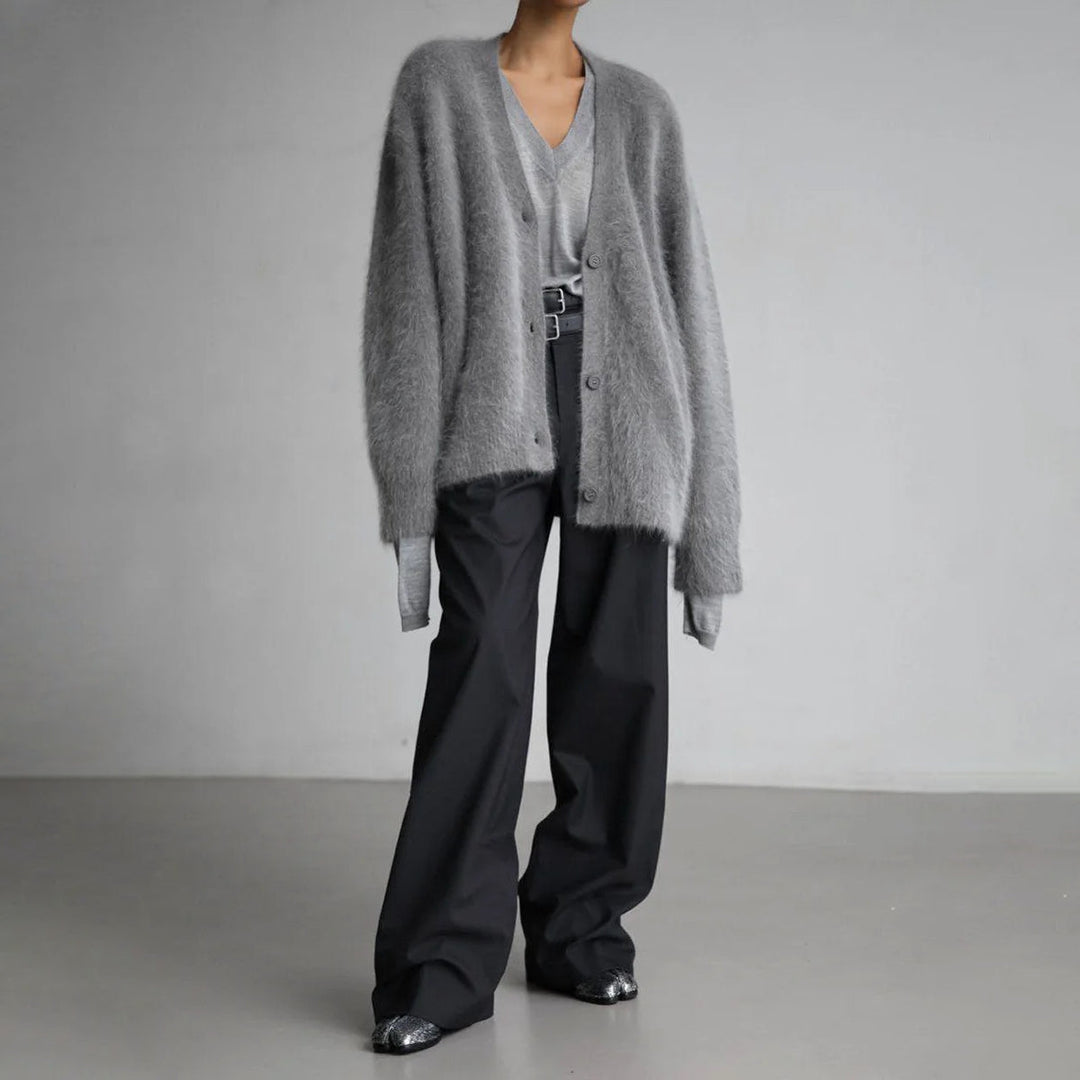 Dames Zacht Cashmere Vest met V-hals en Knoopsluiting